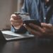man paying and shopping with smartphone application e commerce wallet app technology.