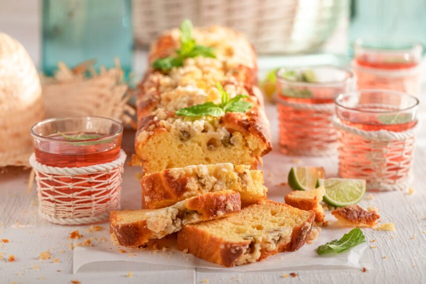 Delicious gooseberry yeast cake made of fresh berry fruits.