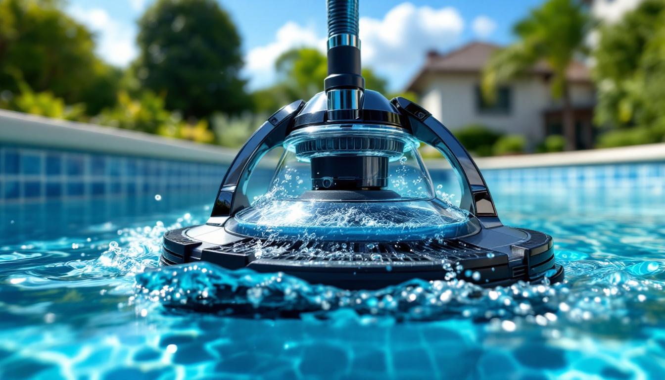 découvrez l'aspirateur de piscine avec filtre intégré, l'outil indispensable pour garder votre eau claire et propre facilement et efficacement toute l'année.