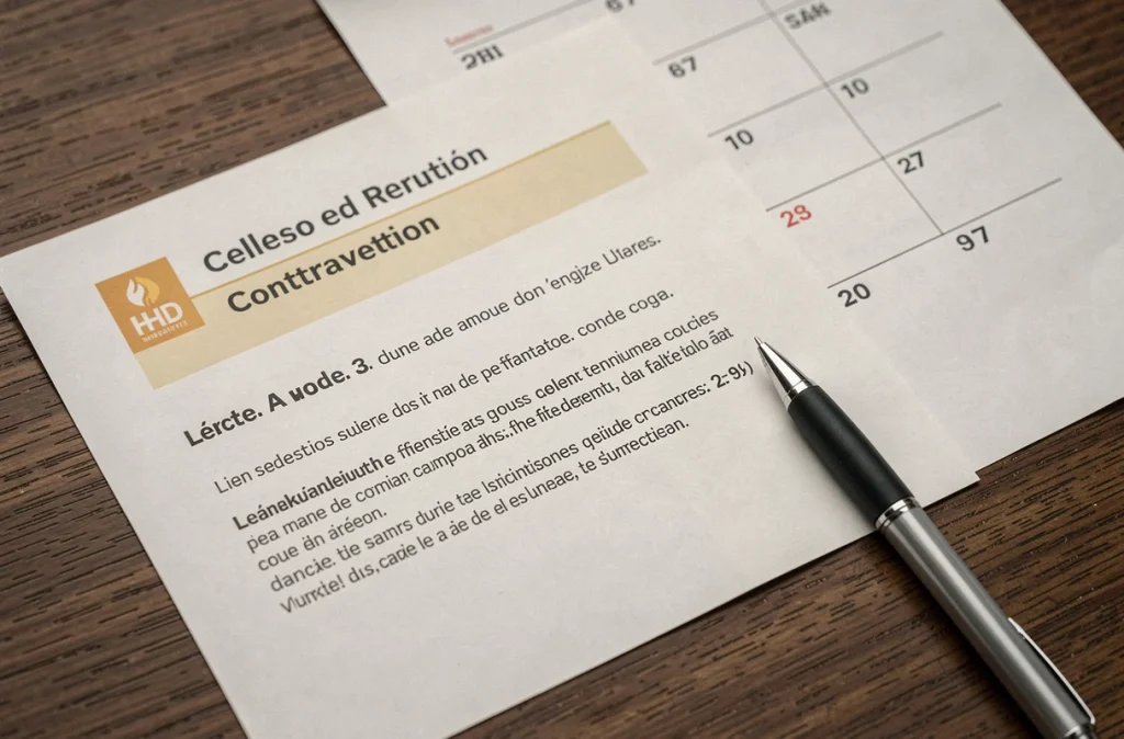 Gros plan d'un avis de contravention de classe 5 et d'un calendrier symbolisant les délais de prescription et d'effacement